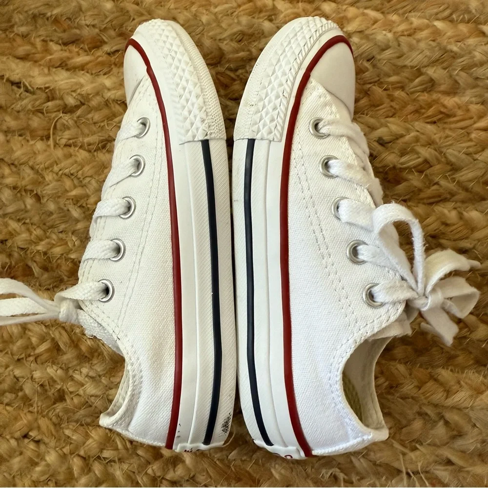 Converse All Star Little Kid Size 11 White Low Top Sneakers - Picture 6 of 8